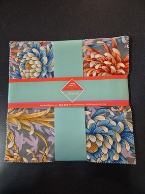 Kaffe Fassett Collective Floral Cotton Layer Cake - Blue, Orange, Yellow
